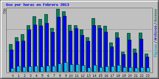 Uso por horas en Febrero 2013